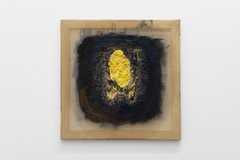 Mesh (dark), oil paint and marble dust in needlepoint mesh, 65 x 60 cm